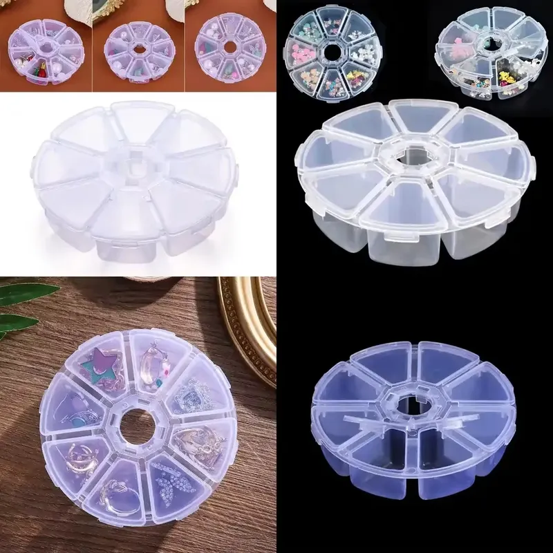 Box Art And Craft - กล่องจัดระเบียบลูกปัดแบบกลมรุ่นล่าสุดปี 2026 กล่องเก็บเครื่องประดับ 8 ช่อง สำหรับเก็บเพชรเทียม