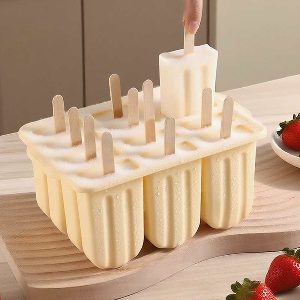 Art Craft Ice Cream - แม่พิมพ์ไอศกรีมซิลิโคน 12 ช่องแบบใหม่ พร้อมฝาปิด ถอดง่าย ใช้ซ้ำได้