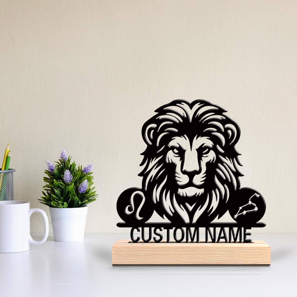 Art Craft Lion - รูปปั้นสิงโตโลหะ 1 ชิ้น พร้อมสลักชื่อส่วนตัว ของตกแต่งโลหะ งานฝีมือศิลปะ