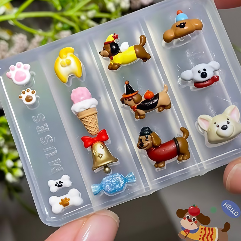 Art Craft Ice Cream - แม่พิมพ์ซิลิโคนใสสำหรับทำเครื่องประดับ 3 มิติ รูปสุนัข ไอศกรีม โบว์