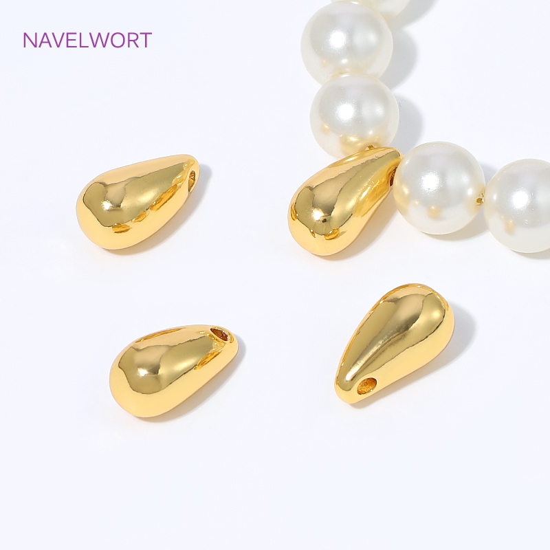 Art Craft Activity - จี้รูปหยดน้ำทองเหลืองชุบทอง 18K พร้อมลูกปัดหาง, จี้ตกแต่งสำหรับเครื่องประดับ, อุปกรณ์ทำต่างหูและสร้อยคอ DIY