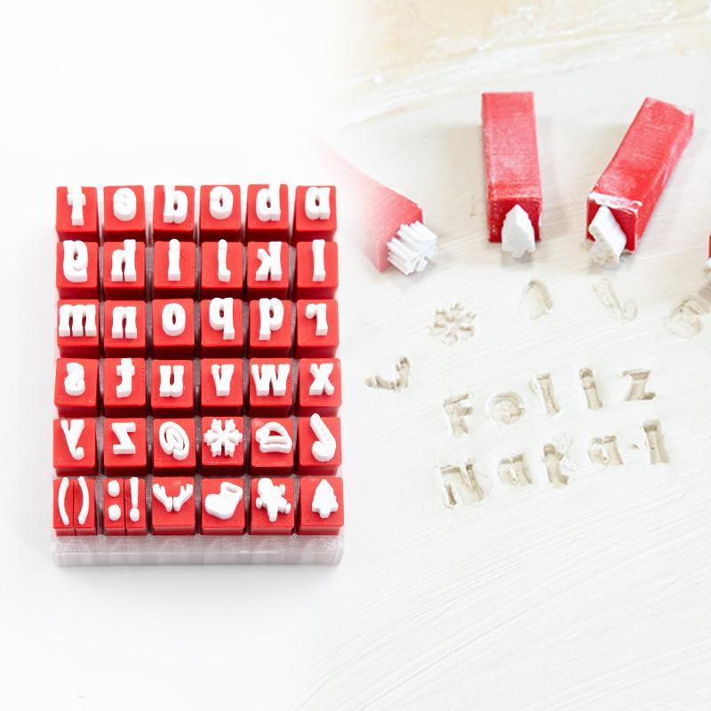 Polymer Clay Set - ชุดแม่พิมพ์ตัวอักษรภาษาอังกฤษสไตล์คริสต์มาส สำหรับทำตัวอักษรตัวเล็กด้วยดินโพลิเมอร์ DIY งานฝีมือทำมือ