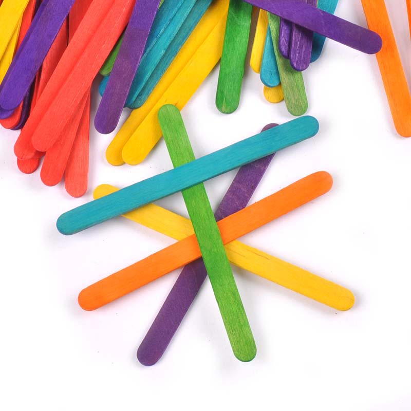Art Craft Ice Cream - 50ชิ้น/ล็อตไม้ธรรมชาติและไม้ที่มีสีสัน Popsicle Stick สำหรับ Ice Cream