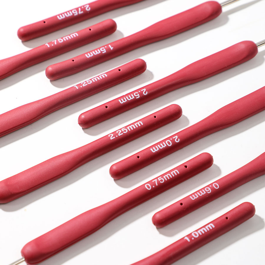 10pcs สีแดงชุดถักชุดซิลิโคนถัก - Crochet Hook Set บทวิจารณ์และราคา