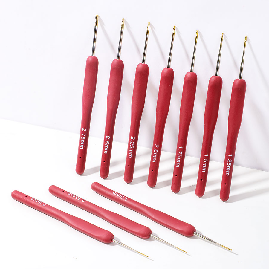 10pcs สีแดงชุดถักชุดซิลิโคนถัก - Crochet Hook Set บทวิจารณ์และราคา