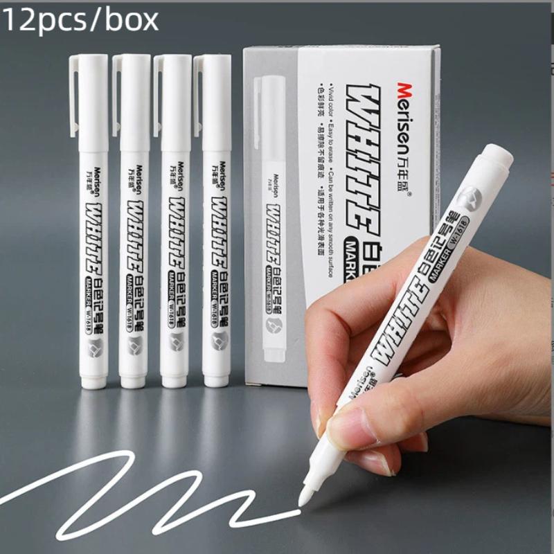 ปากกาเมจิกสีขาวถาวร 12 ชิ้น/กล - Box Art And Craft บทวิจารณ์และราคา