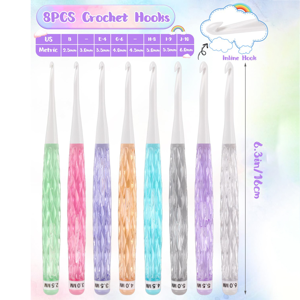 8 ชิ้น/เซ็ตสีชุดถักโครเชต์ตะขอ - Crochet Hook Set บทวิจารณ์และราคา